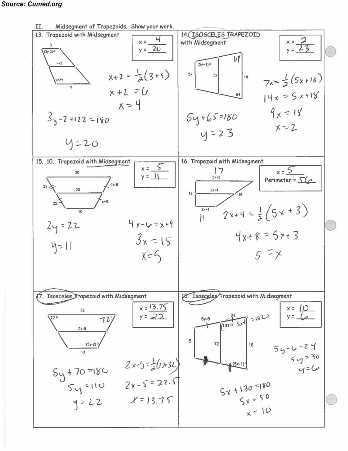 trapezoid and kites assignment answer key